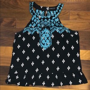 High neck Aztec peplum tank